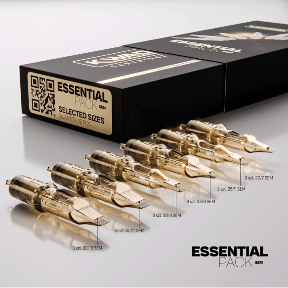Kwadron Cartridge System SEM Essential Pack - Cartucce Aghi Tattoo - 18 pz