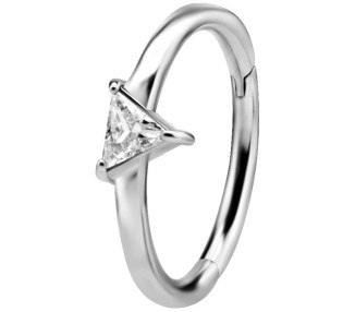 SS 316 HINGED RING SET W. TRIANGLE ZIRCONIA 1,2x12mm WH
