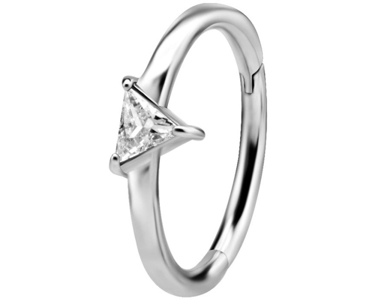 SS 316 HINGED RING SET W. TRIANGLE ZIRCONIA 1,2x12mm WH SS 316 HINGED RING SET W. TRIANGLE ZIRCONIA 1,2x12mm WH