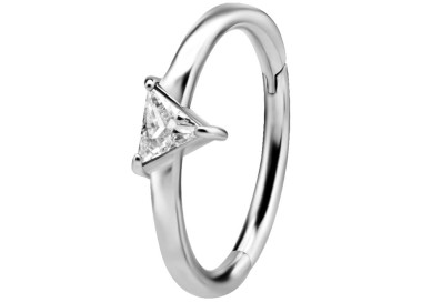 SS 316 HINGED RING SET W. TRIANGLE ZIRCONIA 1,2x12mm WH