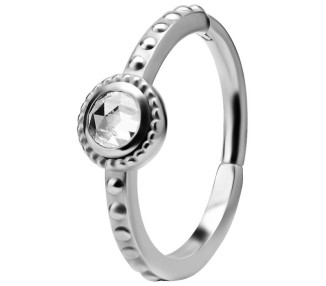 SS 316 HINGED RING SET W. ROSECUT ZIRCONIA 1,2x12mm WH