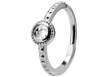 SS 316 HINGED RING SET W. ROSECUT ZIRCONIA 1,2x12mm WH