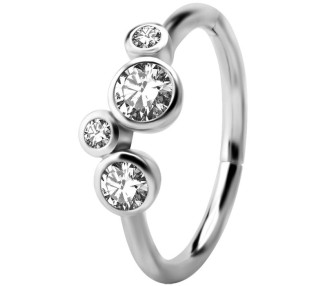 SS 316 HINGED RING SET W. ZIRCONIA 1,2x12mm WH
