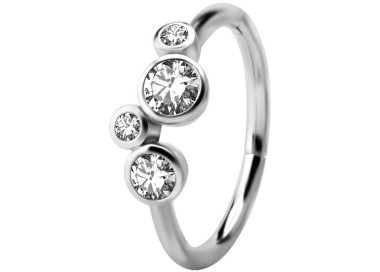 SS 316 HINGED RING SET W. ZIRCONIA 1,2x12mm WH