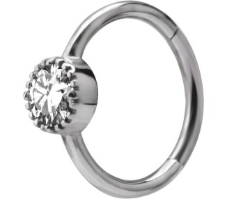 SS 316 HINGED RING SET W. ZIRCONIA 1,2x12mm WH