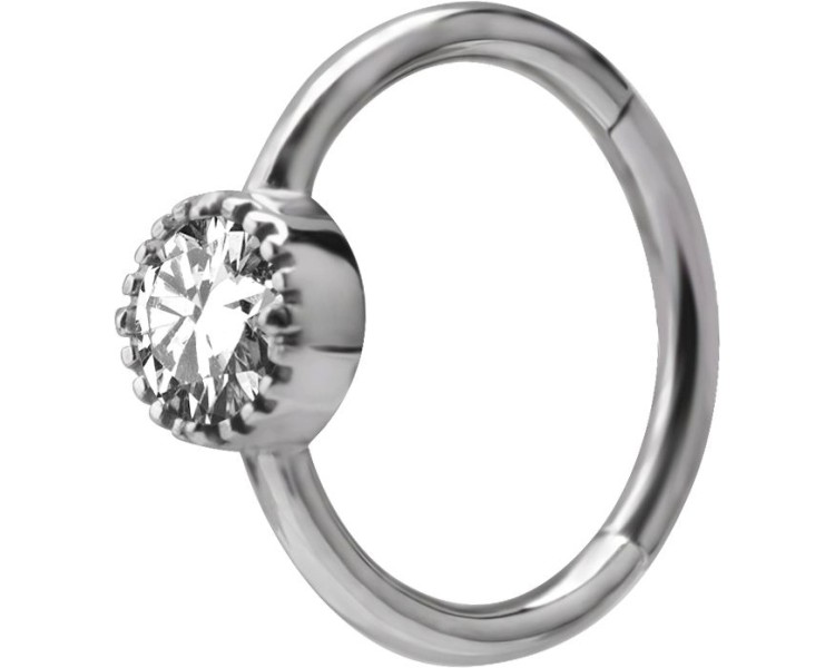 SS 316 HINGED RING SET W. ZIRCONIA 1,2x12mm WH SS 316 HINGED RING SET W. ZIRCONIA 1,2x12mm WH