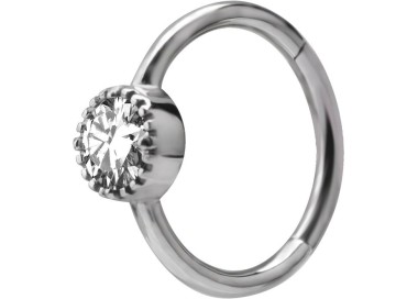 SS 316 HINGED RING SET W. ZIRCONIA 1,2x12mm WH
