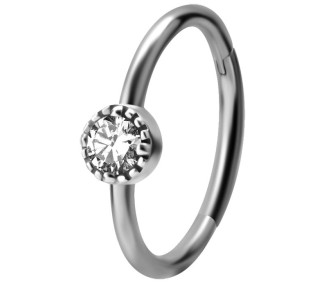 SS 316 HINGED RING SET W. ZIRCONIA 1,2x12mm WH