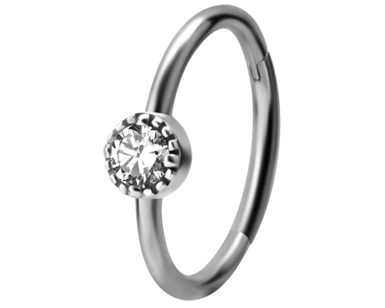 SS 316 HINGED RING SET W. ZIRCONIA 1,2x12mm WH SS 316 HINGED RING SET W. ZIRCONIA 1,2x12mm WH