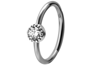 SS 316 HINGED RING SET W. ZIRCONIA 1,2x12mm WH
