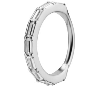 SS 316 HINGED RING SET W. BAGUETTE ZIRCONIA 1,2x12mm WH
