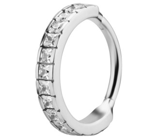 SS 316 HINGED RING SET W. SQUARE ZIRCONIA 1,2x12mm WH