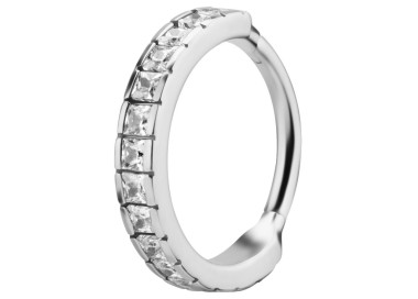 SS 316 HINGED RING SET W. SQUARE ZIRCONIA 1,2x12mm WH