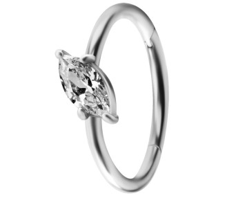 SS 316 HINGED RING SET W. MARQUISE ZIRCONIA 1,2x12mm WH