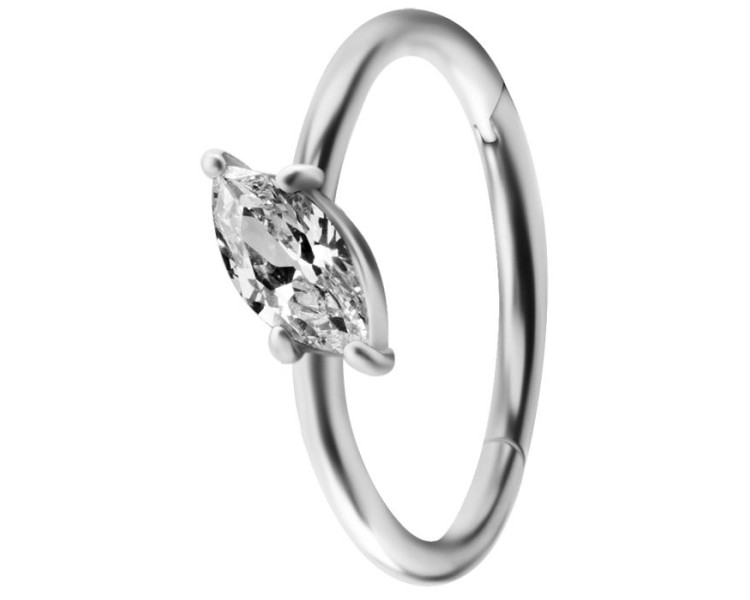 SS 316 HINGED RING SET W. MARQUISE ZIRCONIA 1,2x12mm WH SS 316 HINGED RING SET W. MARQUISE ZIRCONIA 1,2x12mm WH