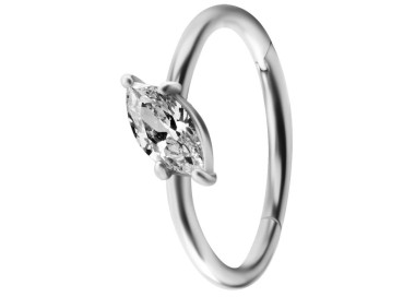 SS 316 HINGED RING SET W. MARQUISE ZIRCONIA 1,2x12mm WH