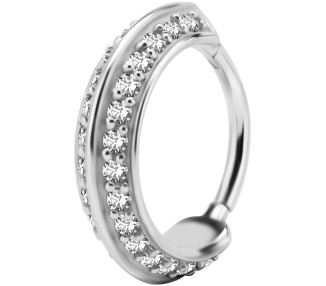 SS 316 HINGED RING SET W. ZIRCONIA 1,2x12mm WH