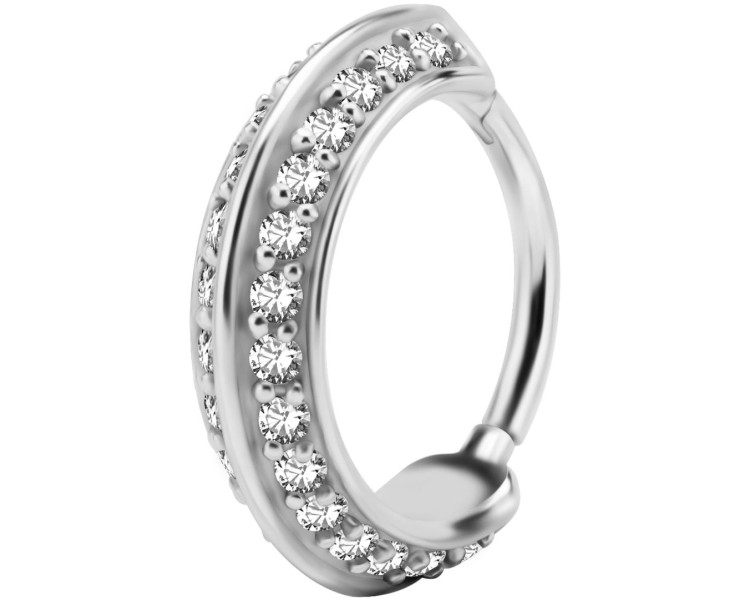 SS 316 HINGED RING SET W. ZIRCONIA 1,2x12mm WH SS 316 HINGED RING SET W. ZIRCONIA 1,2x12mm WH