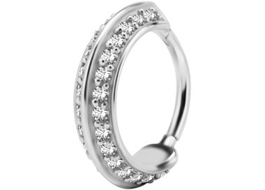 SS 316 HINGED RING SET W. ZIRCONIA 1,2x12mm WH