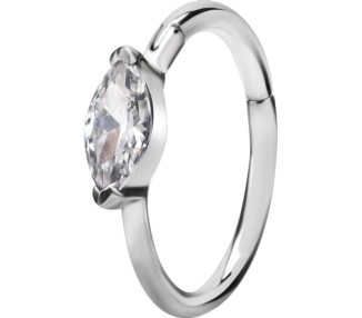 SS 316 HINGED RING SET W. MARQUISE ZIRCONIA 1,2x12mm WH