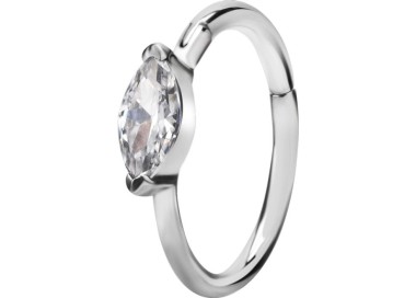 SS 316 HINGED RING SET W. MARQUISE ZIRCONIA 1,2x12mm WH