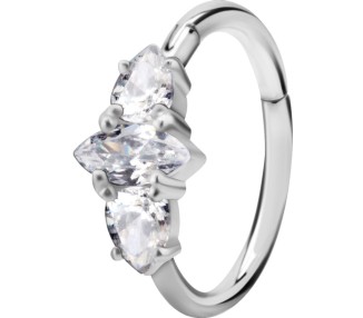 SS 316 HINGED RING SET W. ZIRCONIA 1,2x12mm WH