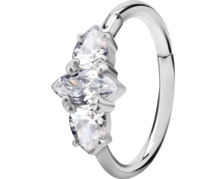 SS 316 HINGED RING SET W. ZIRCONIA 1,2x12mm WH SS 316 HINGED RING SET W. ZIRCONIA 1,2x12mm WH
