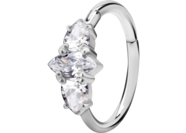 SS 316 HINGED RING SET W. ZIRCONIA 1,2x12mm WH