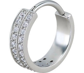 SS 316 HINGED RING SET W. ZIRCONIA (DOUBLE ROW) 1,2x12mm WH