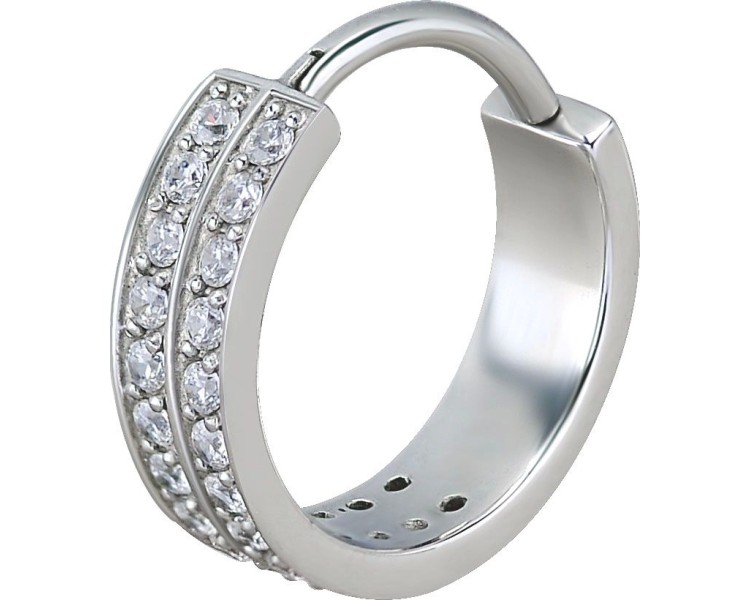 SS 316 HINGED RING SET W. ZIRCONIA (DOUBLE ROW) 1,2x12mm WH SS 316 HINGED RING SET W. ZIRCONIA (DOUBLE ROW) 1,2x12mm WH