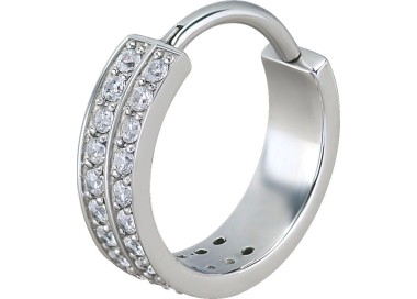 SS 316 HINGED RING SET W. ZIRCONIA (DOUBLE ROW) 1,2x12mm WH