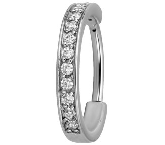 SS 316 HINGED RING SET W. ZIRCONIA (SINGLE ROW) 1,2x12mm WH