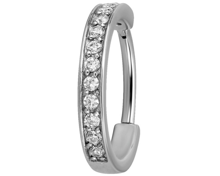SS 316 HINGED RING SET W. ZIRCONIA (SINGLE ROW) 1,2x12mm WH SS 316 HINGED RING SET W. ZIRCONIA (SINGLE ROW) 1,2x12mm WH