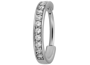 SS 316 HINGED RING SET W. ZIRCONIA (SINGLE ROW) 1,2x12mm WH
