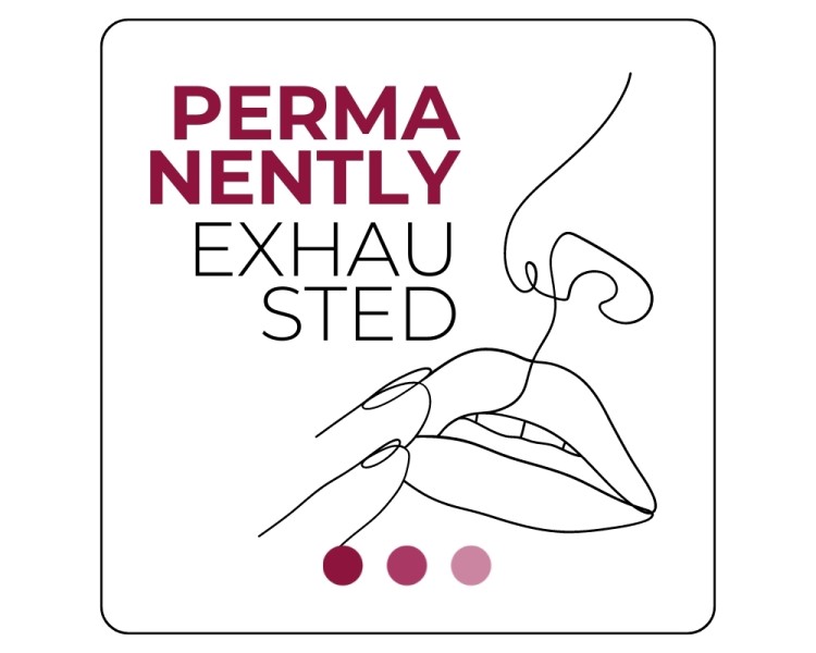 Adesivo PERMANENTLY EXHAUSTED - 7x7 cm makeup supply Adesivo PERMANENTLY EXHAUSTED - 7x7 cm makeup supply