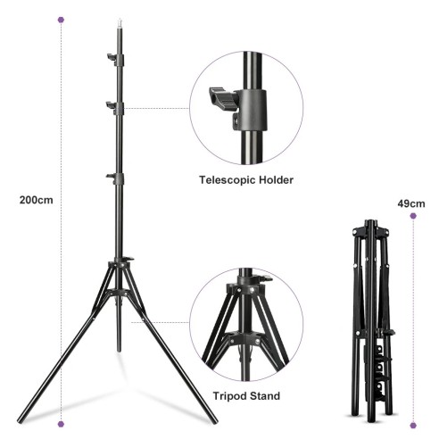Lampada LED Doppio Braccio 45 W con Treppiede e Supporto Smartphone