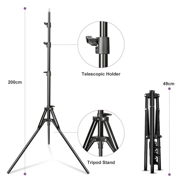 Lampada LED con Doppio Braccio - con Supporto Smartphone e Treppiede - Luce Calda Neutra Fredda