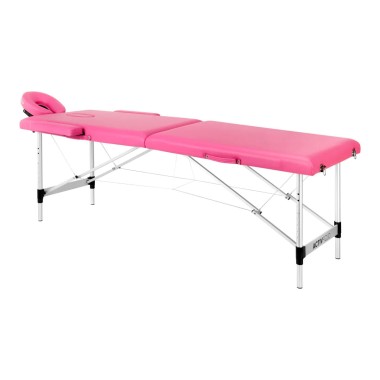 Lettino Pieghevole in Similpelle Rosa con Struttura in Alluminio