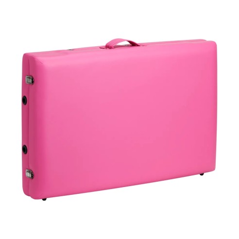 Lettino Pieghevole in Similpelle Rosa con Struttura in Alluminio