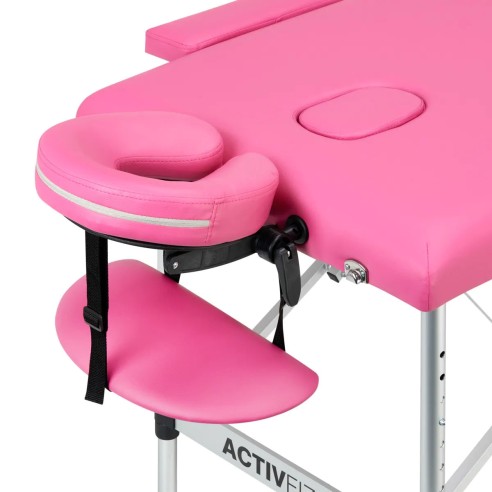Lettino Pieghevole in Similpelle Rosa con Struttura in Alluminio