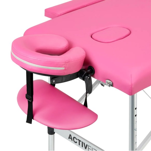 Lettino Pieghevole in Similpelle Rosa con Struttura in Alluminio