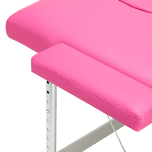 Lettino Pieghevole in Similpelle Rosa con Struttura in Alluminio