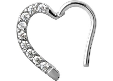 SS 316 JEWELLED HINGED HEART RING RIGHT
