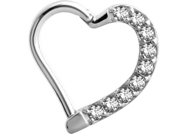 SS 316 JEWELLED HINGED HEART RING LEFT