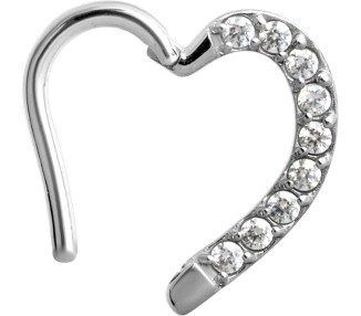 SS 316 JEWELLED HINGED HEART RING LEFT