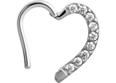 SS 316 JEWELLED HINGED HEART RING LEFT