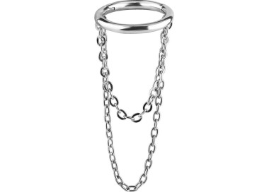 SS 316 CLICKER WITH DANGLE CHAINS 1,2x8mm