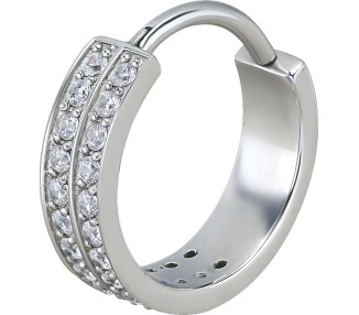 SS 316 HINGED RING (DOUBLE ROW) SET W. ZIRCONIA
