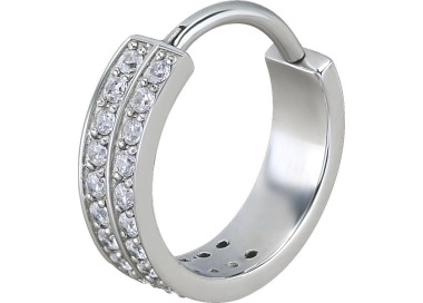 SS 316 HINGED RING (DOUBLE ROW) SET W. ZIRCONIA