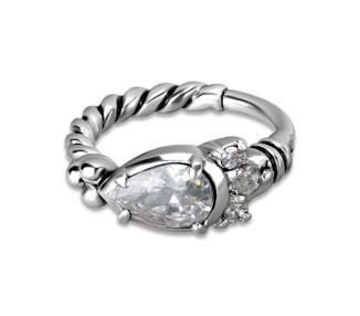 SS 316 HINGED RING W/ZIRCONIA mod.12